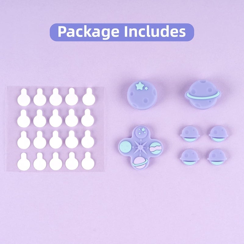 GEEKSHARE Cute Cross D-Pad Button Caps Silicone Thumb Grips Set, ABXY Key Buttons Sticker Joystick Cover Caps Compatible with Switch/OLED - Happy Planet - Image 3